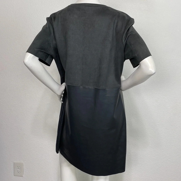 Zara Faux Leather & Suede Vintage Inspired Retro 1960's Pullover Mini Dress XL - Picture 5 of 10